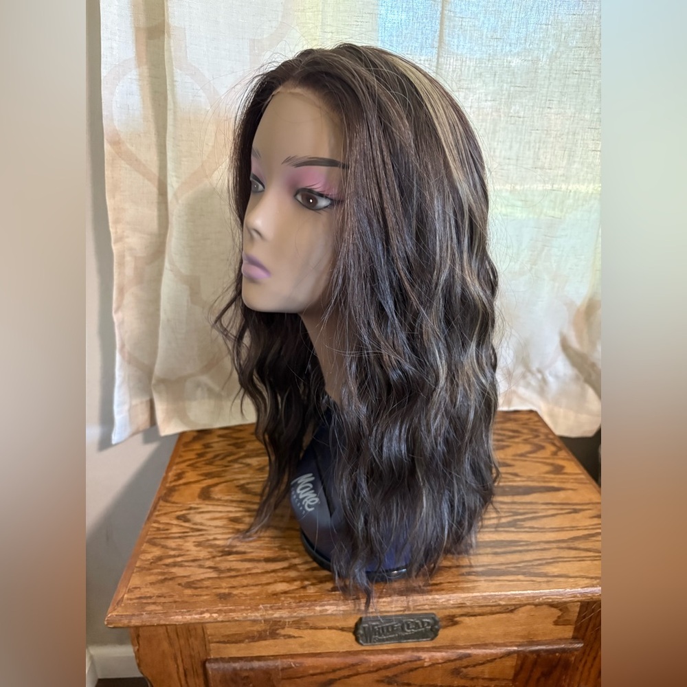 Claire Mono Wave 22" Brown with Highlights Wig - Picture 6 of 9